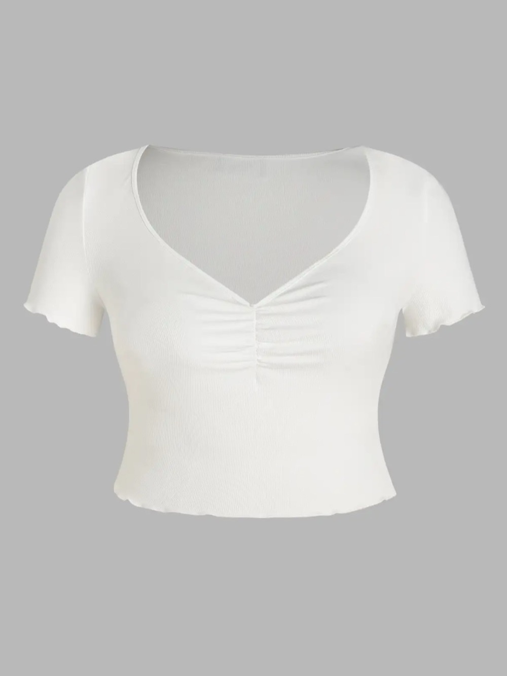 Cider White Ruched Crop Tee
